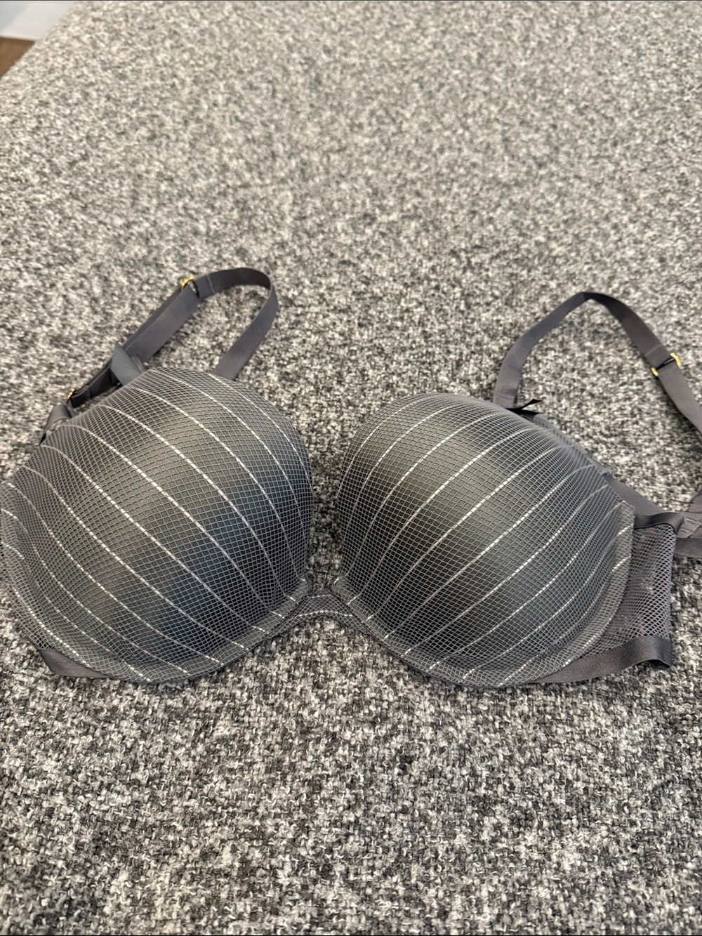 Gray Striped  Bra - Women Intimates